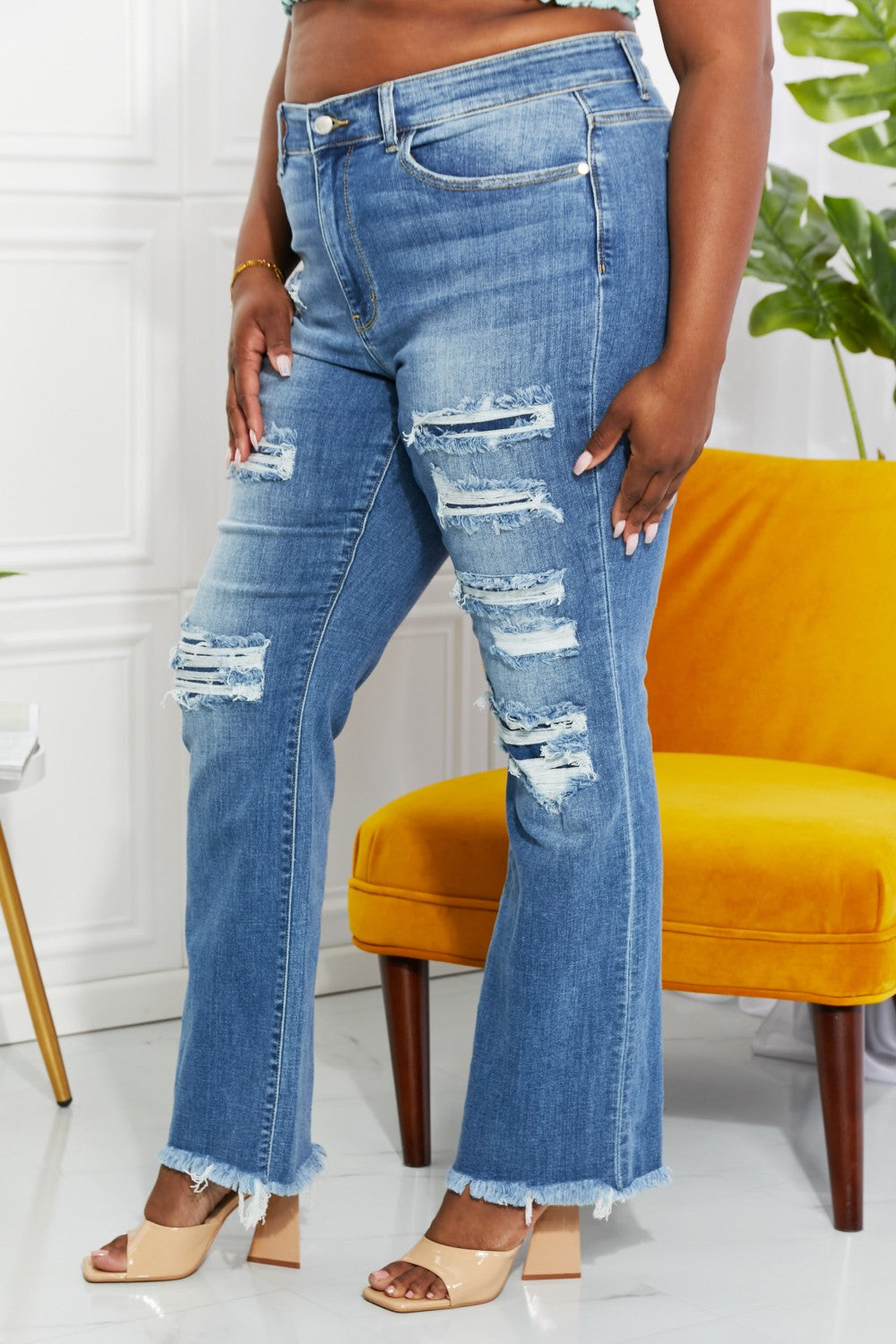 Judy Blue Full Size Janie High Waisted Patched Bootcut