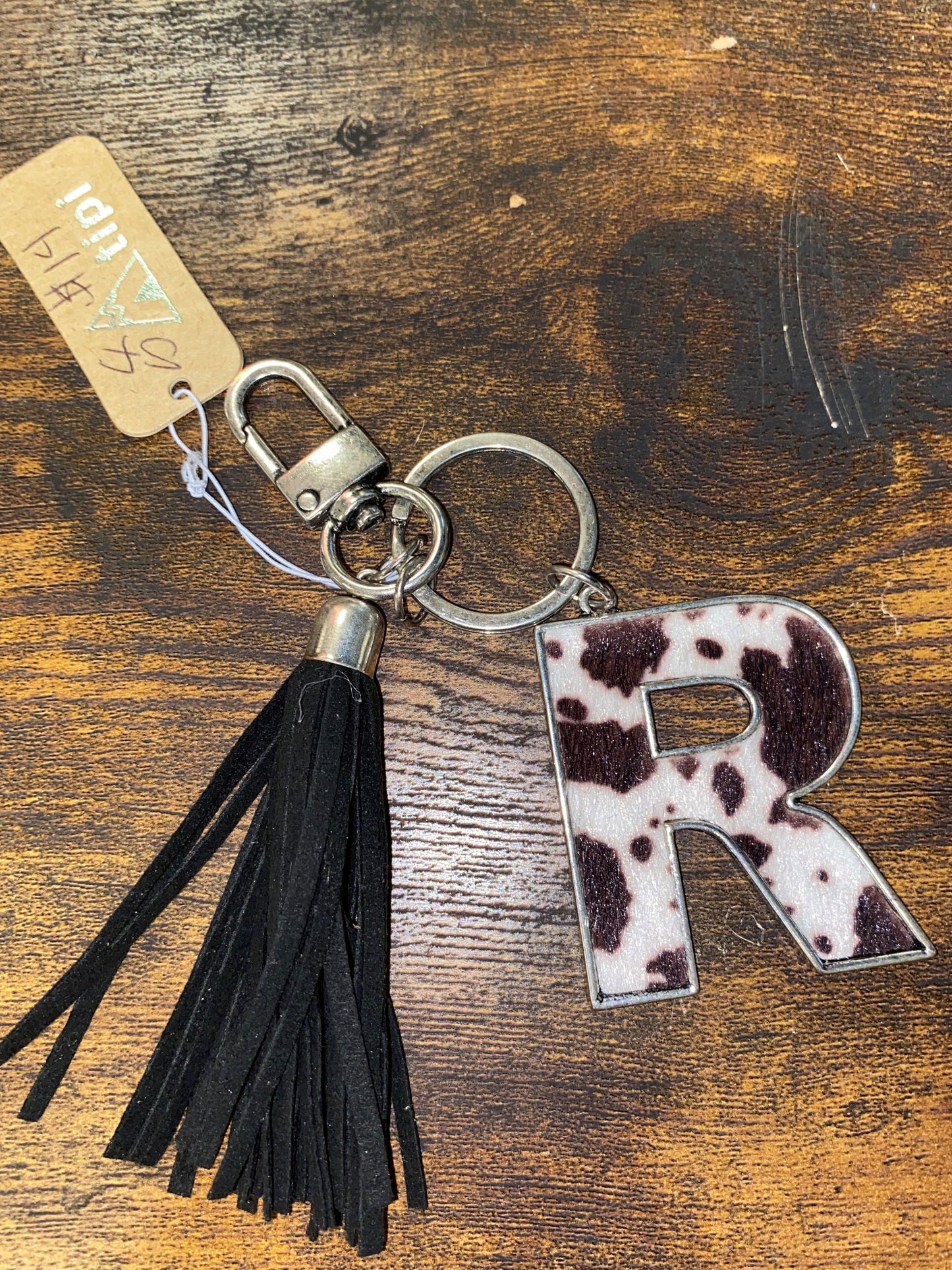 Cow Print Letter Keychains