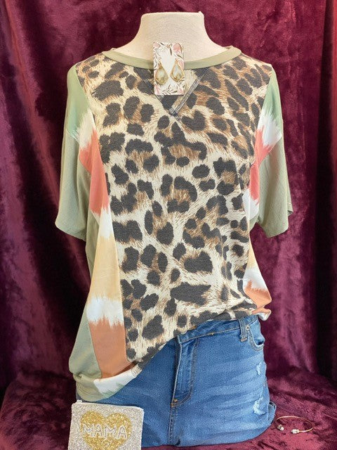 Plus Size Cheetah/Tie Dye Top