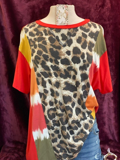 Plus Size Cheetah/Tie Dye Top